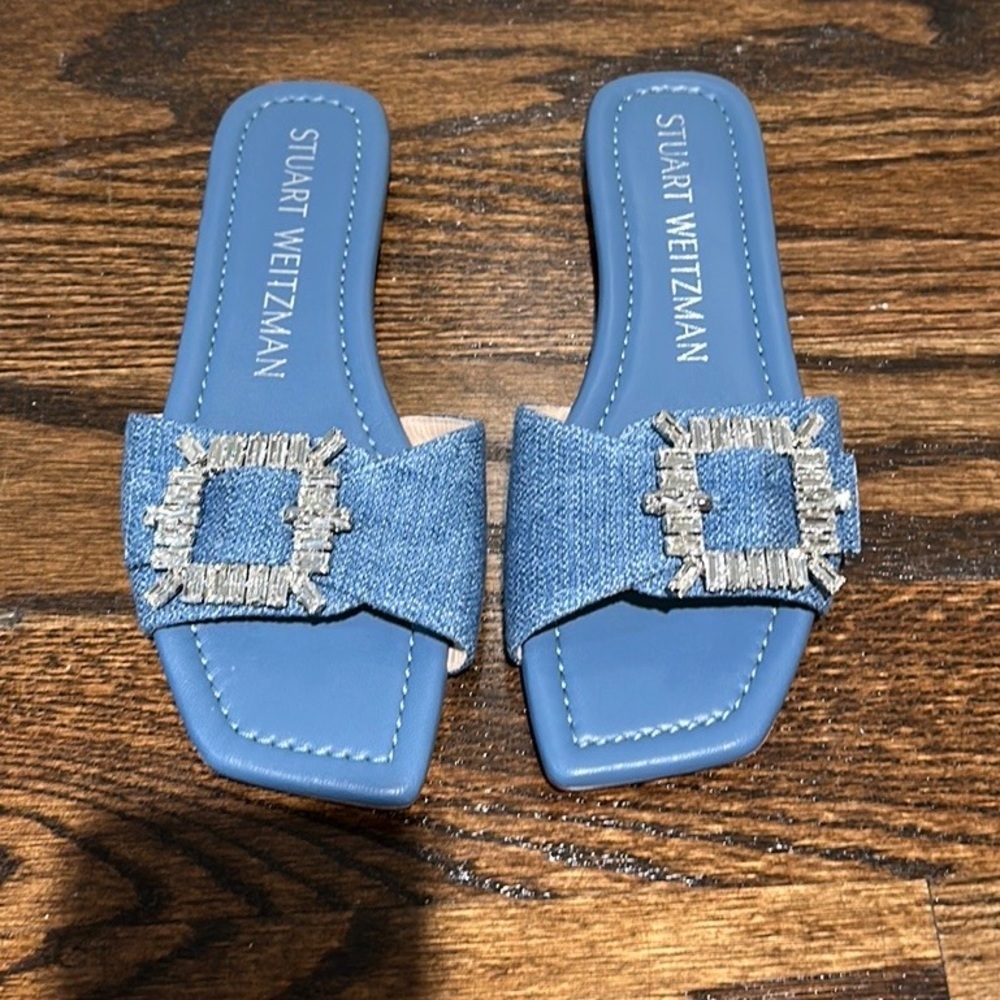STUART WEITZMAN
Women's Shine Embellished Buckle Slide Sandals